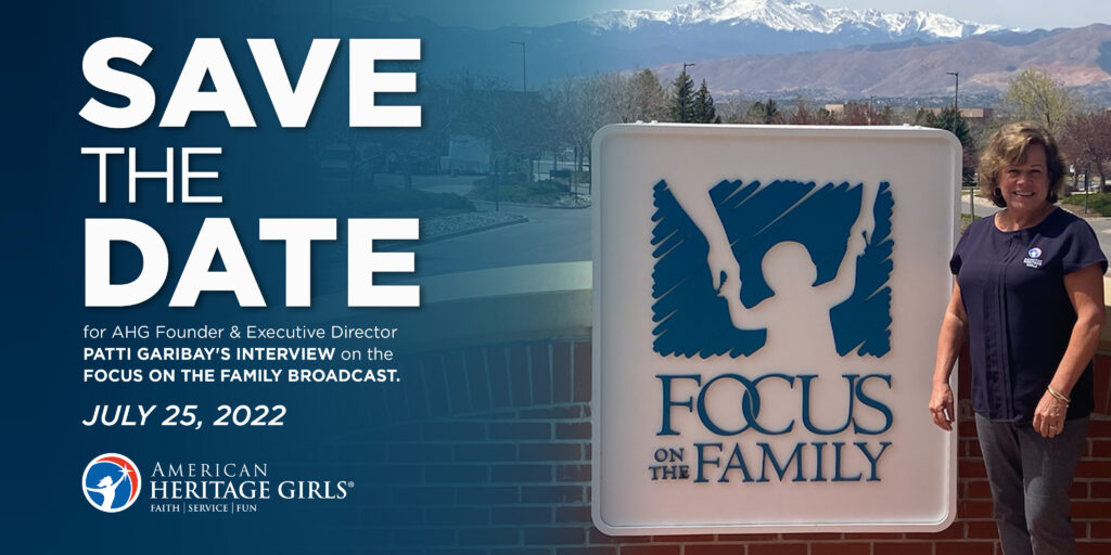 Graphic highlights the air date of Patti Garibay's interview on Focus on the Family airing July 25, 2022.